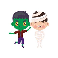 cute children disguised on white background