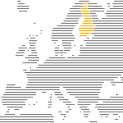 Finnland auf Karte von Europa gestreift orange grau