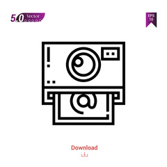 Outline photo-camera icon vector isolated on white background.social-media icon . Graphic design, mobile application, icons 2019 year, user interface. Editable stroke. EPS10 format