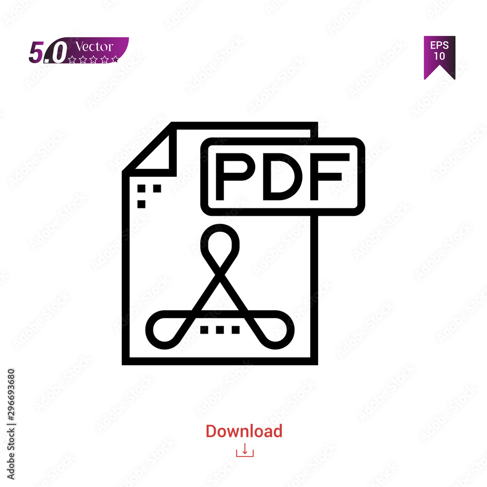 Poster outline pdf file icon isolated on white background. popular icons for 2019 year. file-types. graphic
