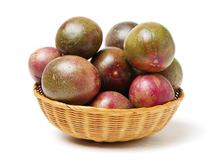Passion fruit on white background