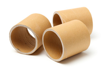 Brown paper roll on white background