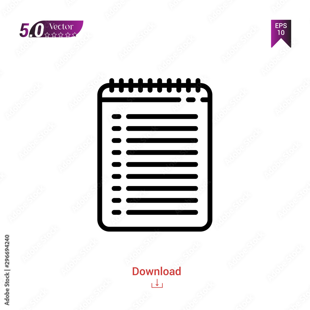 Poster outline black notebook icon. notebook icon vector isolated on white background. management. graphic 