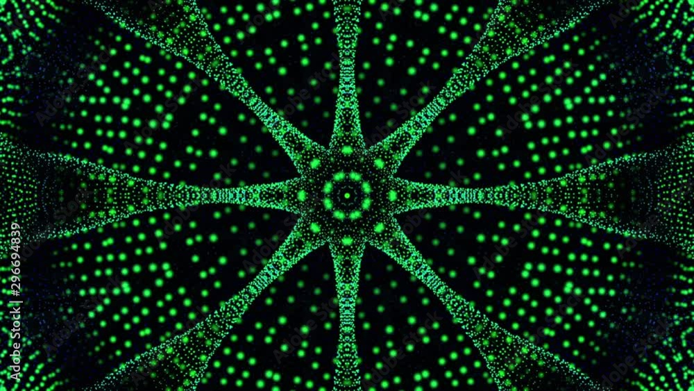 Poster abstract animated background. kaleidoscope patterns. 3d render