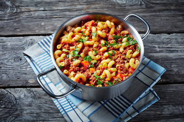 american goulash of elbow pasta and ground beef