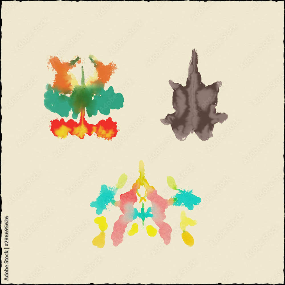 Poster rorschach test ink blob set