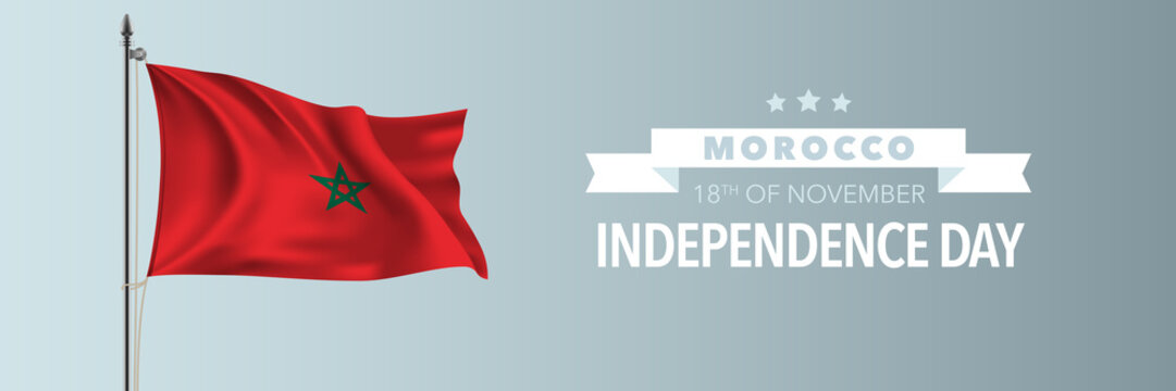 Morocco happy independence day greeting card, banner vector illustration