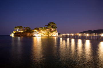 Fantastic night view of the Cameo Island. Slendid spring scene on the Port Sostis, Zakynthos island, Greece, Europe. Beauty of nature concept background.