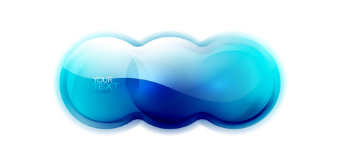 Glass fluid banner shapes, branding logo glossy template. Vector dynamic splash, minimalist digital futuristic concept