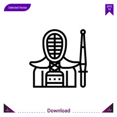 kendo  vector icon. Best modern, simple, isolated,sport-avatar, flat icon for website design or mobile applications, UI / UX design vector format