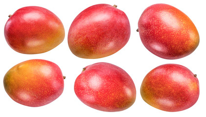 Set of whole mango fruits isolated on a white background. Clipping path.