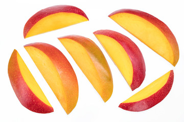 Set of mango slices isolated on a white background. File contains clipping path.