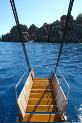 Ship ladder against the sea.