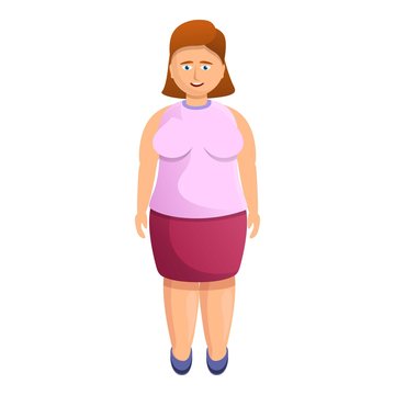Cute fat woman icon. Cartoon of cute fat woman vector icon for web design isolated on white background