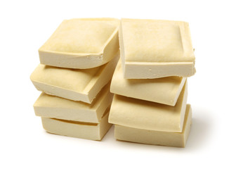 Koya tofu, freeze-dried bean curd, japanese food isolated on white background