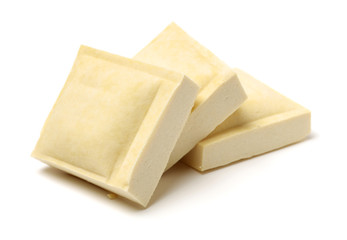 Koya tofu, freeze-dried bean curd, japanese food isolated on white background