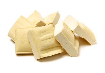 Koya tofu, freeze-dried bean curd, japanese food isolated on white background