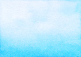 Watercolor light blue gradient background texture. Aquarelle abstract bright sky blue ombre backdrop © Kseniya