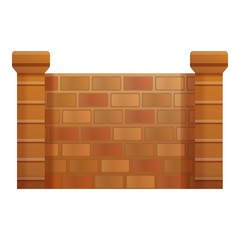 Brick fence icon. Cartoon of brick fence vector icon for web design isolated on white background
