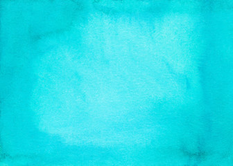 Watercolor deep turquoise frame background texture