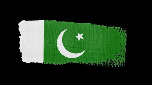 Pakistan flag painted with a brush stroke