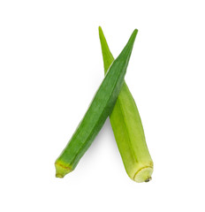 fresh okra isolated on a white background clipping path