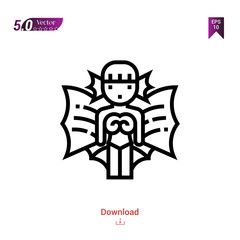 Outline fairy fantasy character icon isolated on white background. Popular icons for 2019 year. fantasy-character. Graphic design, mobile application, logo, user interface. EPS 10 format vector