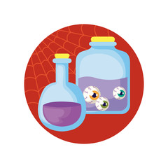 jar with eyes scary with icons in scene halloween