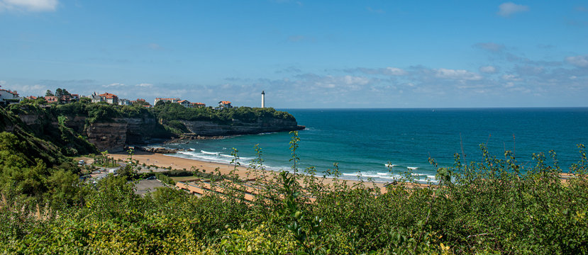 beach of Anglet with the ligthouse of Biarritz