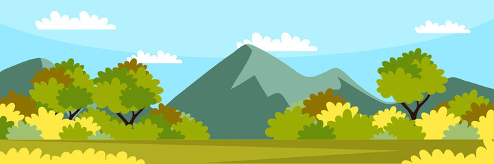 Mountain landscape flat vector illustration