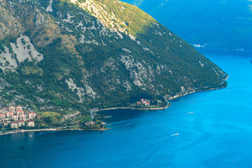 Fototapeta premium View of Bay of Kotor on Mountain