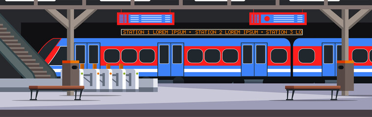 Underground station flat vector illustration