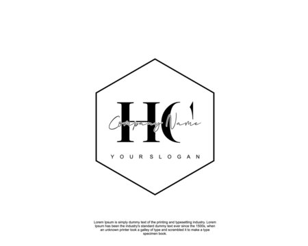 Initial letter HC beauty handwriting logo vector