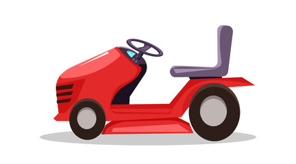 Riding lawn mower flat vector illustration