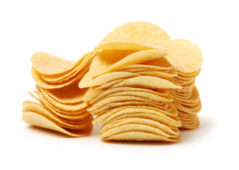 Potato Chips on white background