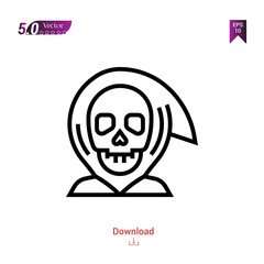 death   halloween icon  icon vector isolated on white background.logo, halloween , Graphic design, mobile application, icons 2019 year, user interface. Editable stroke. EPS10 format