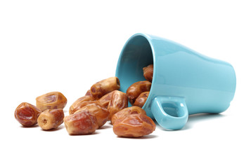 medjool dates on white background