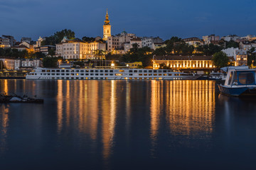 Belgrade Lights Night View from Riverbank