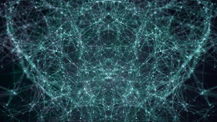 Abstract 3d rendering futuristic dots. computer geometric digital connection structure. Futuristic black abstract grid. Plexus with particles. Intelligence artificial