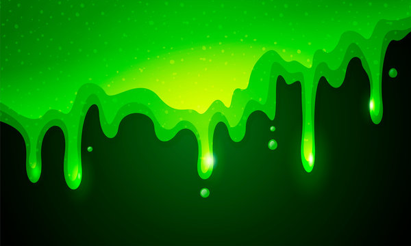 Vector illustration of dribble slime. Flowing green sticky liquid on dark  background. Stock Vector | Adobe Stock