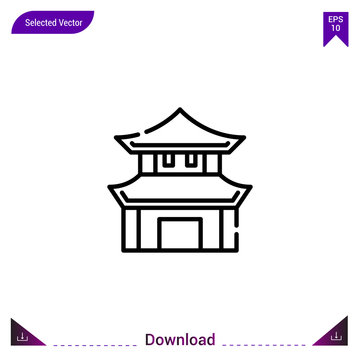 chinese-house vector . Best modern, simple, isolated, type-of-houses , logo, flat icon for website design or mobile applications, UI / UX design vector format