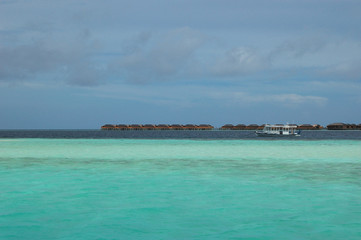 A boat in the unbelievable waters of the Maldives