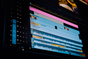 Video editing time line on computer screen