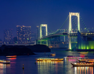 Tokyo Rainbow Bridge at night