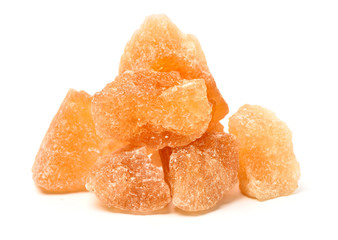 dark crystal sugar on white background