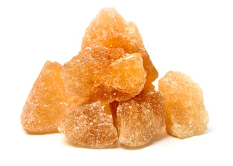 dark crystal sugar on white background