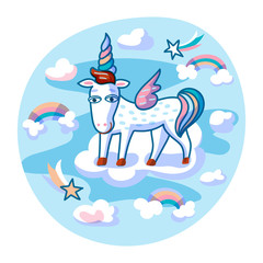 Unicorn flat vector illustration