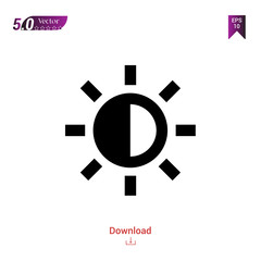 Outline Black brightness icon vector isolated on white background. Popular icons for 2019 year. ui-kit-collection. Graphic design, mobile application, logo, user interface. EPS 10 format vector