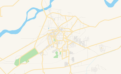 Fototapeta na wymiar Printable street map of Bahawalpur, Pakistan