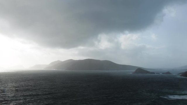 footage of the rocky coastline at Coumeenoule in the dingle peninsula on the southern coast of Ireland, a filming location of the star wars movies